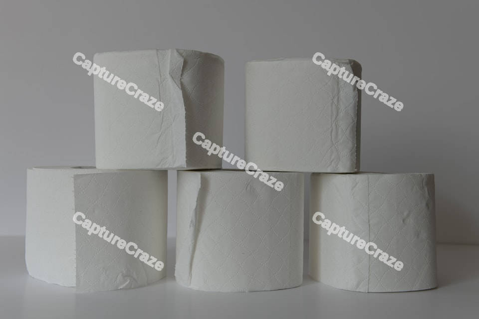 Stacked toilet paper rolls